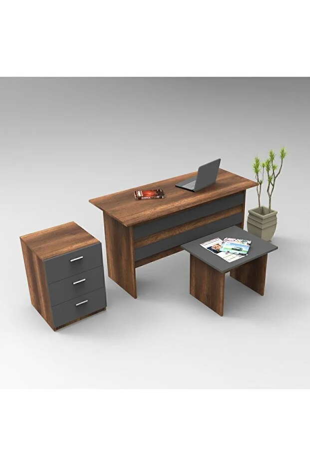 Bega ABC Masa Sehpa Keson Ofis Büro Masa Takımı Barok-Antrasit